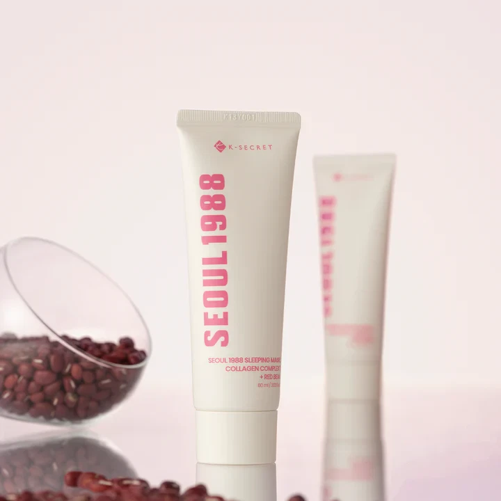 KSECRET Seoul 1988 Sleeping Mask next to a bowl of red beans
