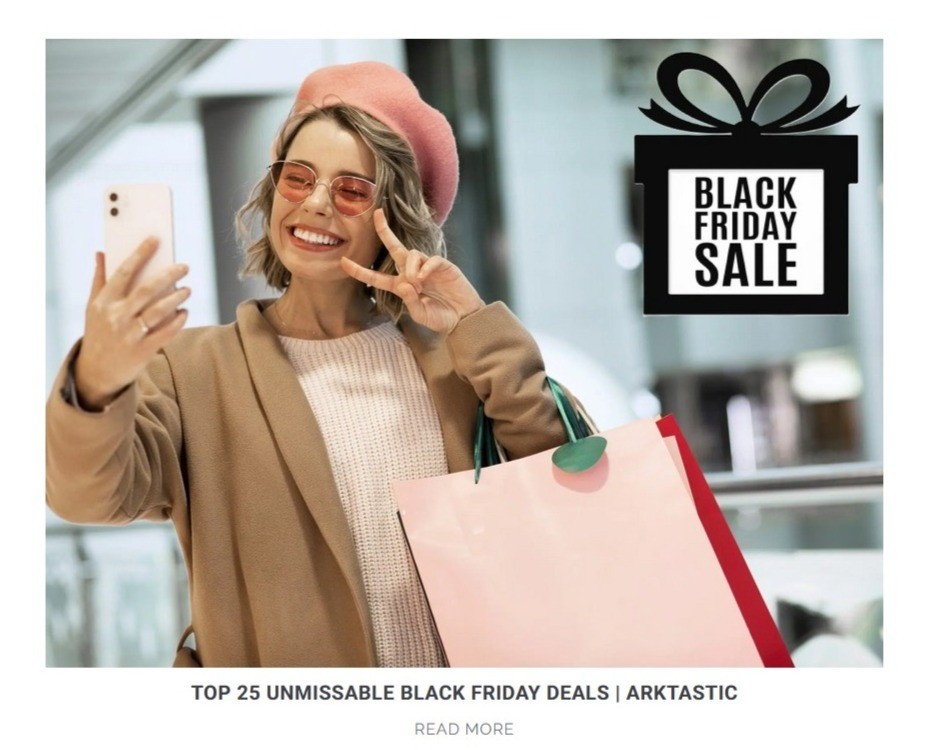 Black Friday Sale Blog | Woman Posing with Shopping and taking a happy selfie