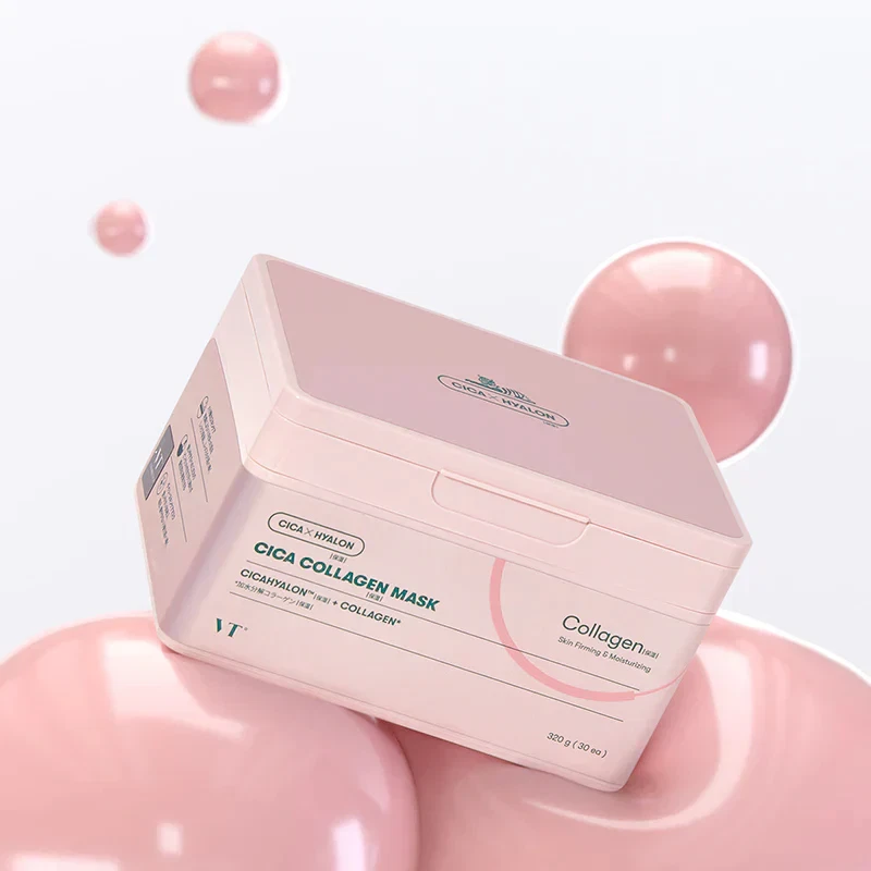 VT Cosmetics Cica Collagen Mask sitting on bubbles