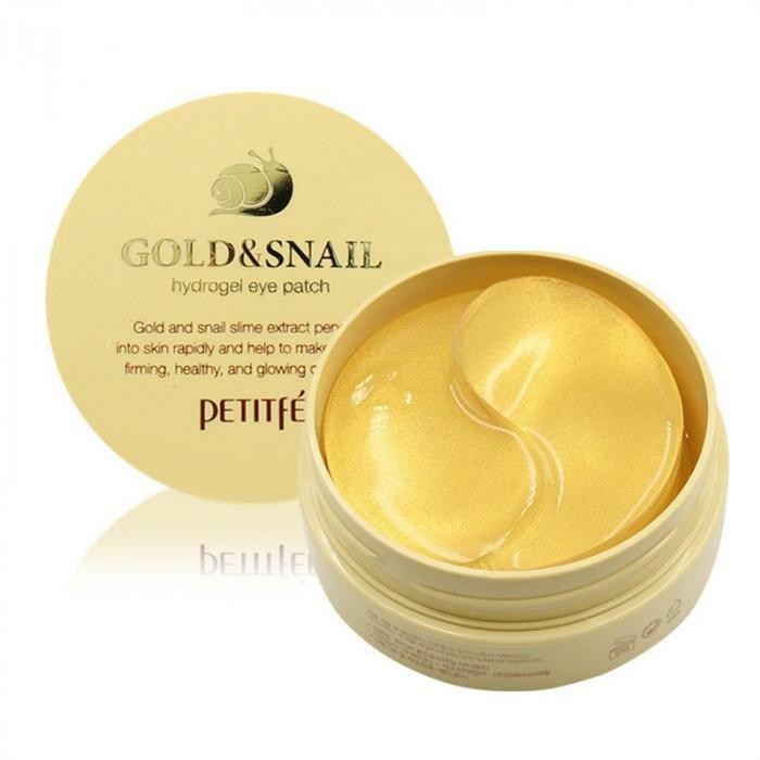 Petitfee Gold and Snail Hydrogel Eye Patch on white background